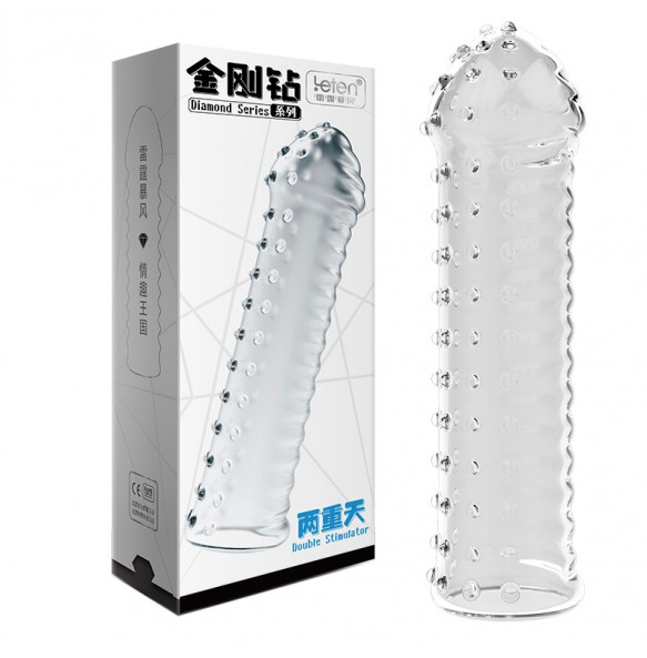 HK LETEN Male Crystal Penis Sleeve (Ribbed Dotted)